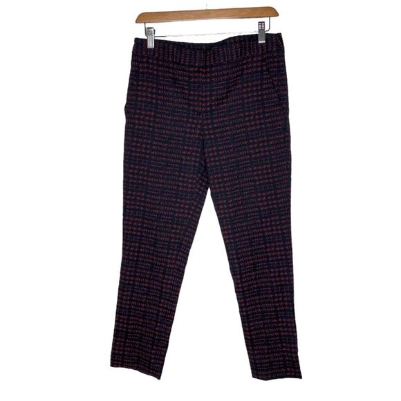 Theory Easy Slim Leg Houndstooth Print Trousers Stretch Women's Size 2 - Picture 1 of 9